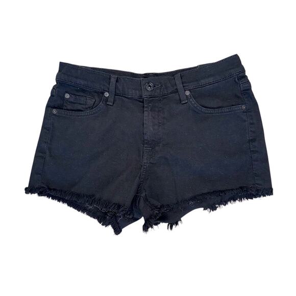 7 FOR ALL MANKIND Women’s Black Raw Hem Denim Jean Shorts - Picture 2 of 9